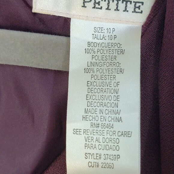 Studio 1 Petite 2 Piece Set Outfit Burgundy Dress and Jacket Formal Size 10P - Picture 4 of 8